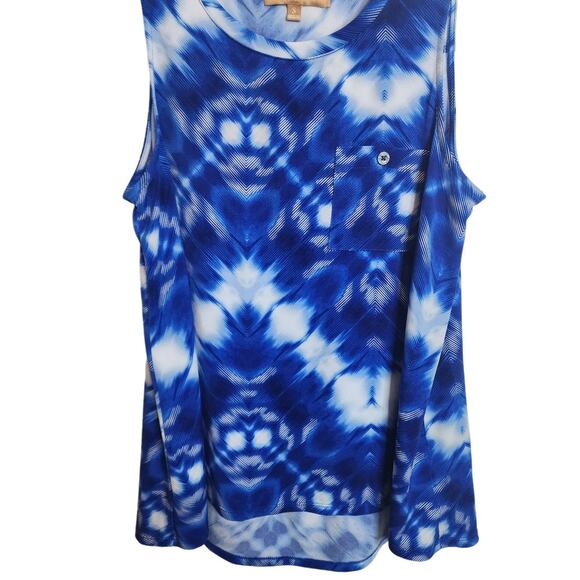 Ellen Tracy Blue Sleeveless Blouse with Front Pocket, Small - Picture 3 of 6